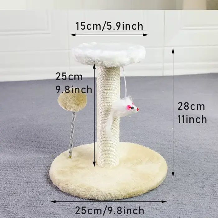 Tour d'arbre à chat, poteau à gratter pour chat avec jouets interactifs et souris en peluche pour to