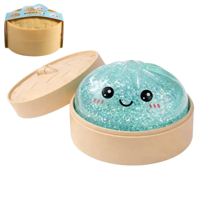 Jouet Squishy en forme de pain vapeur 2026 avec boîte de cuisson vapeur, jouet anti-stress à rebond, boule sensorielle pour adultes