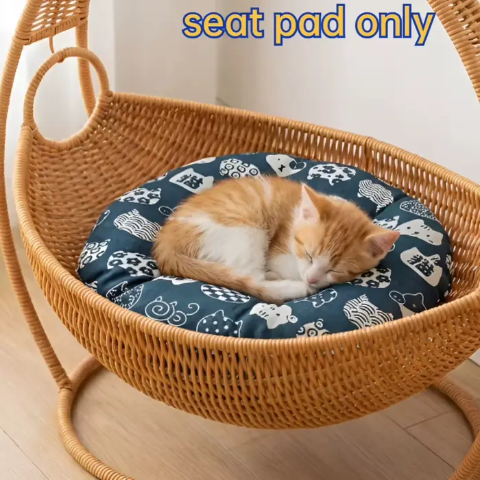 Panier-lit pour chat en rotin tressé avec coussin moelleux