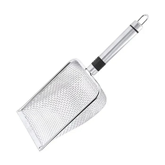 Pelle à litière pour chat en acier inoxydable, poignée durable, facile à nettoyer, conception anti-o