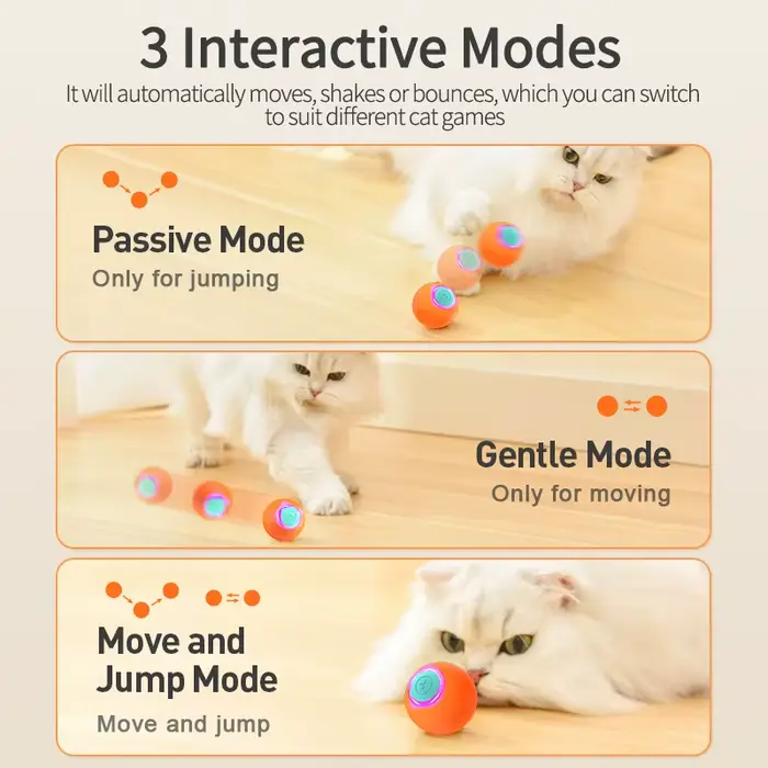 ROJECO Jouets interactifs intelligents pour chat, balle rebondisnoyaux, balle roulante automatique,