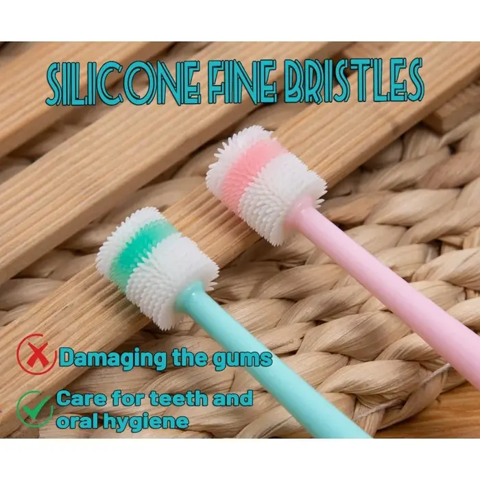 TONG-Brosse à dents en silicone souple pour petit chien et chat, étui de soins dentaires, facile à m