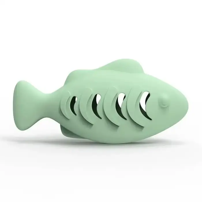 Jouet pour chat en silicone en forme de poisson, bâton à mâcher à la catnip pour l'auto-entretenisse