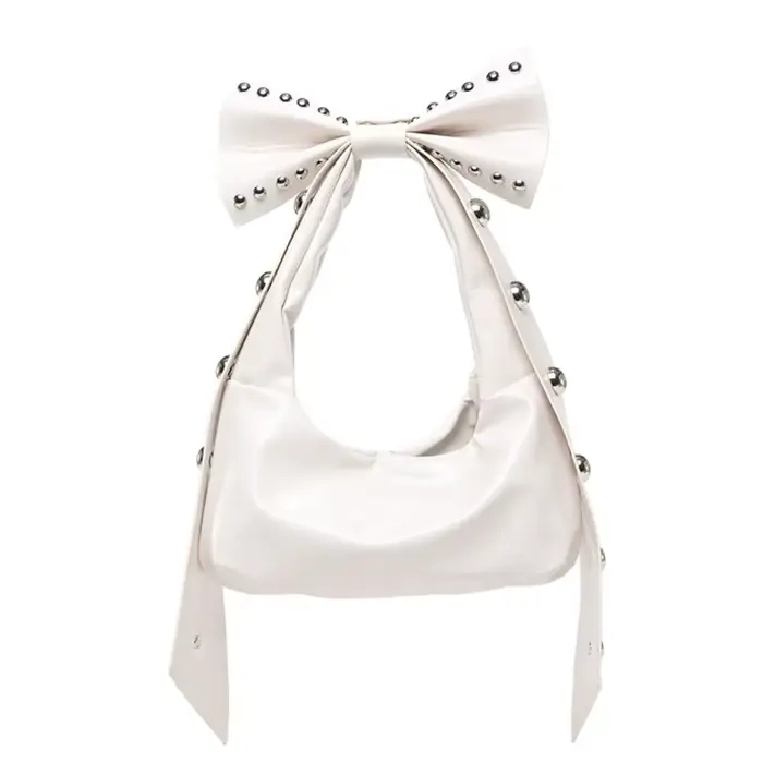 Sac à main en cuir PU pour femme, arcs uniques, embellissements à rivets, sac initié