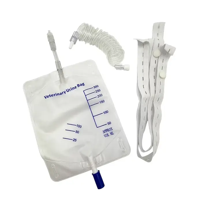 Sac à urine anti-reflux spécifique en PET de 300 ml pour chat et chien, drainage urinaire avec tube 