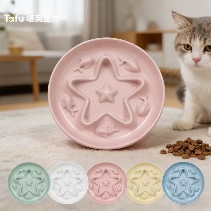 Gamelle anti-étouffement pour chat en forme d'étoile