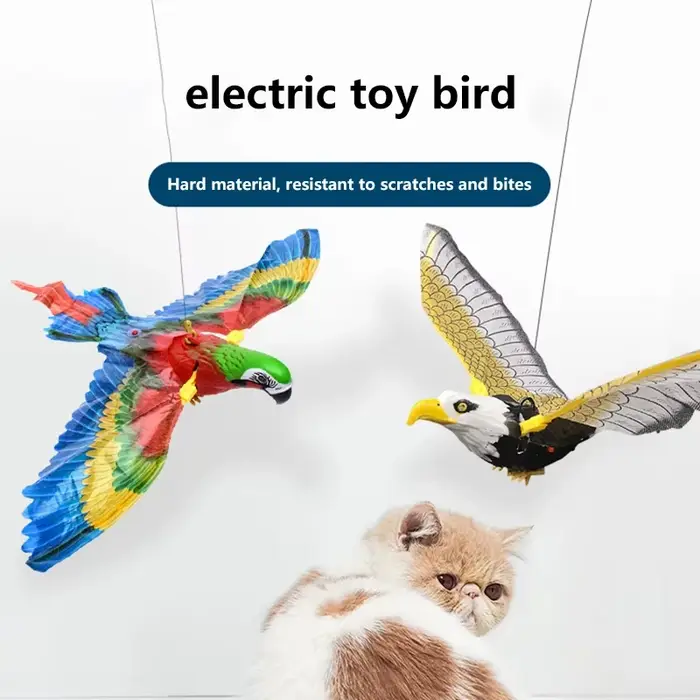 Jouet interactif pour chat en forme d'oiseau de simulation, amusant, à suspendre à la porte, avec corde à gratter automatique, bâton pour chat, jouet pour chat aigle, fournitures pour chats