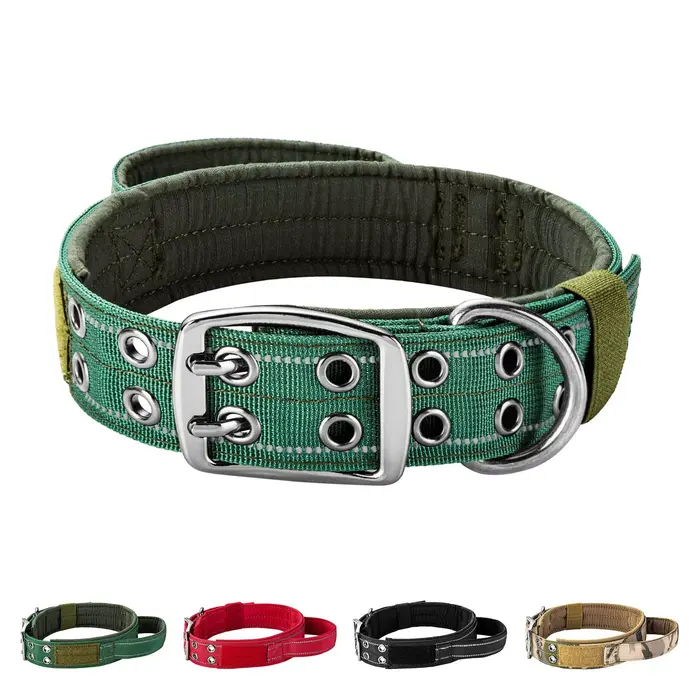 Collier pour chien tactique robuste à Double boucle, collier pour chien de qualité militaire avec po