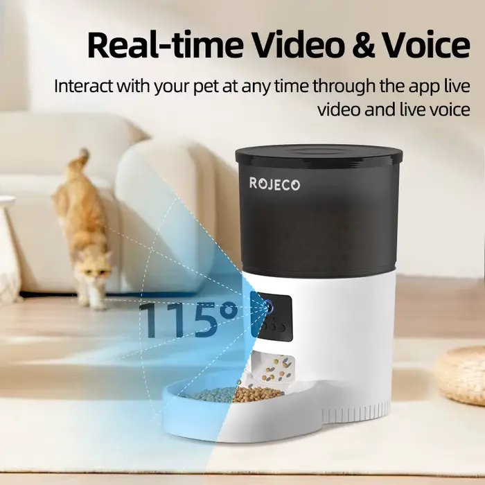 ROJECO mangeoire automatique pour chat avec caméra vidéo distributeur de nourriture pour chat enregi