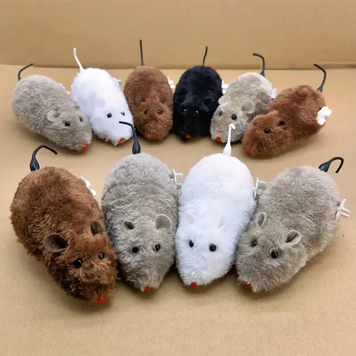 Jouet de souris à remonter en peluche amusant et interactif, 1/5 pièces, pour chats, chiens et enfan