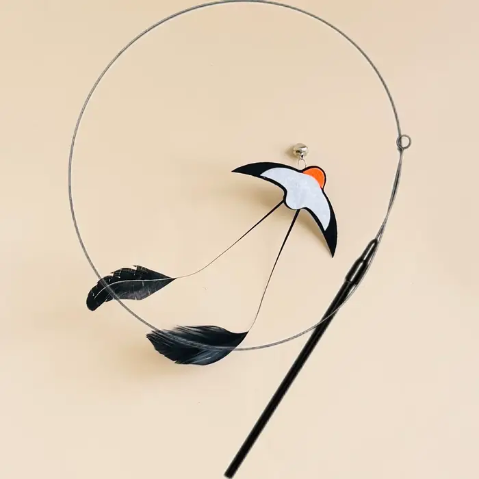 Jouet interactif pour chat, Simulation drôle de plume d'oiseau avec cloche, bâton de chat, jouet pou
