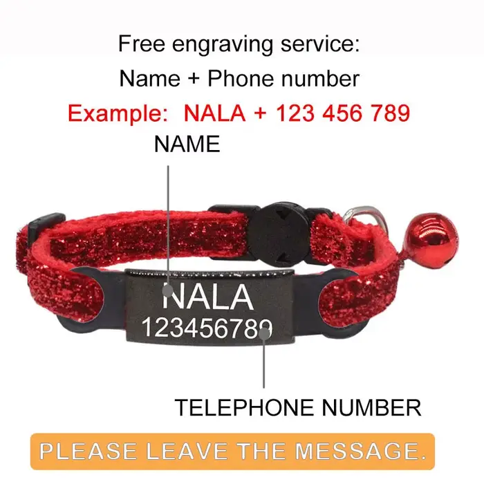 Collier de chat personnalisé avec nom ID et nœud papillon, collier de chien réglable élastique, nœud