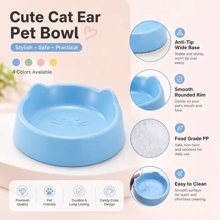 Bol à nourriture pour animaux de compagnie avec design oreilles de chat