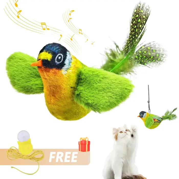Jouets pour chats en forme d'oiseau, jouet interactif pour chats, jouet réaliste avec son d'oiseau,