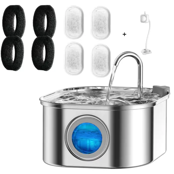 Fontaine d'eau automatique en acier inoxydable pour chat, 3l, abreuvoir pour chat, chiens, distribut
