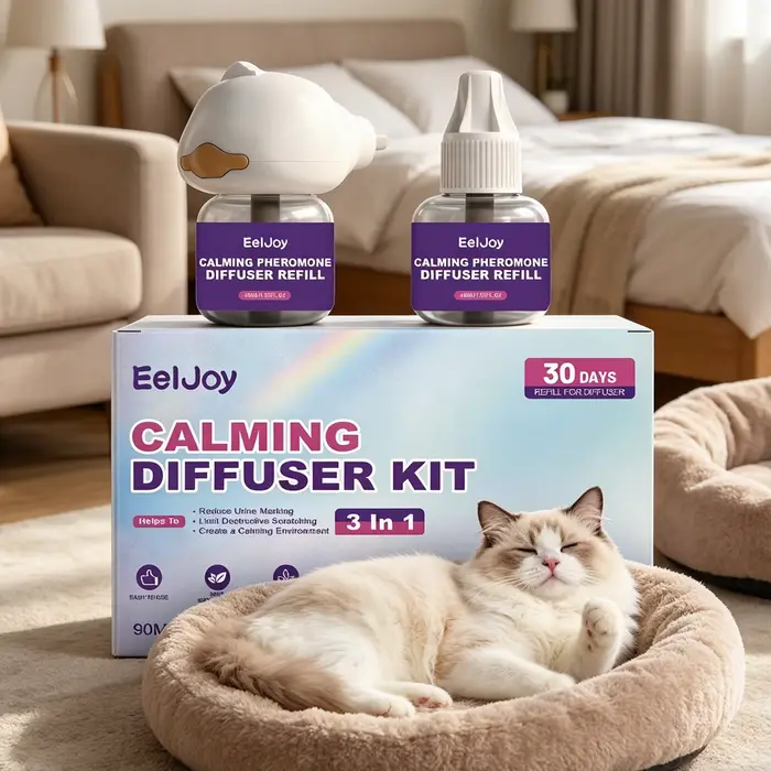 Diffuseur apaisant pour chats, anti-stress, aide à la relaxation pour chats anxieux, diffuseur d'amb