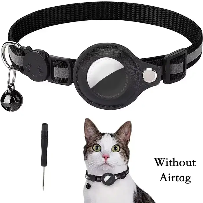 Collier anti-perte pour chat avec étui de protection pour Airtag, clochette, sans GPS, réfléchissant