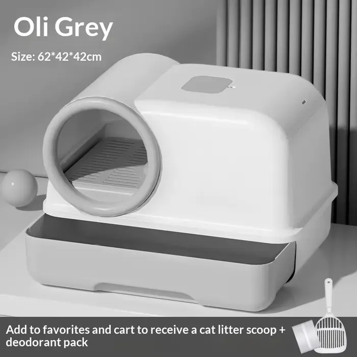Bac à litière pour chat extra large entièrement fermé avec couloir, tapis anti-éclaboussures, toilet