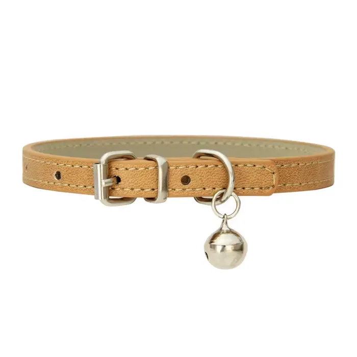 Collier en cuir pour petit chien et chat, avec cloche, sangles de sécurité réglables pour chaton, co