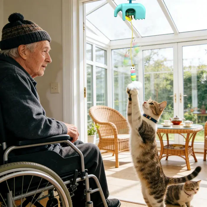 Jouet pour chat à fixation sur cadre de porte