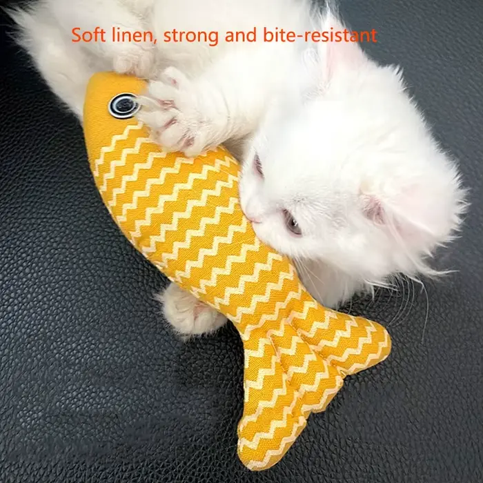 Jouet pour chat en forme de poisson en lin