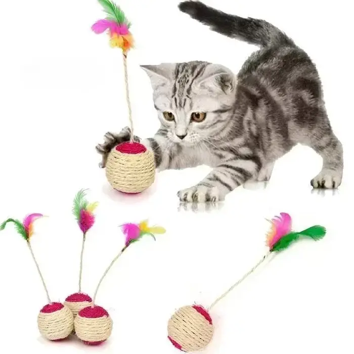 Jouet interactif d'entraînement de balle à gratter en Sisal pour chaton