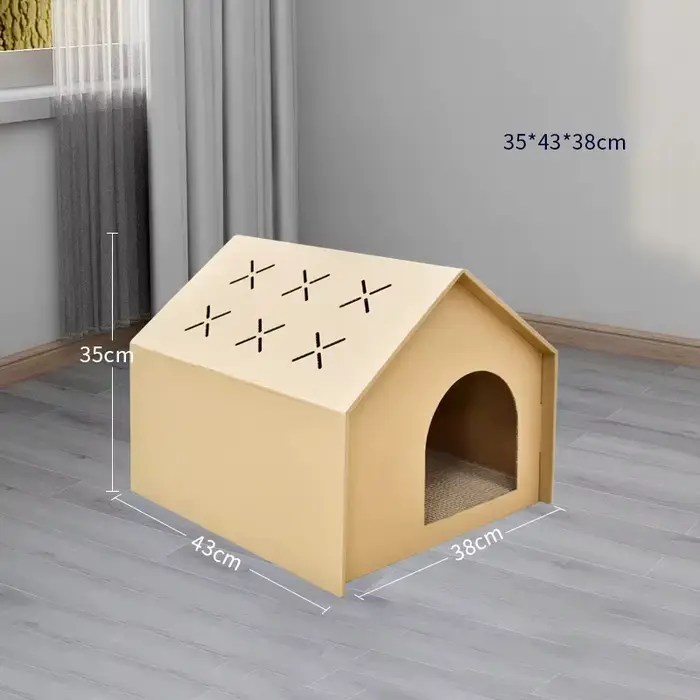Maison de chat en papier avec tampons à gratter pour l'intérieur, jouet à gratter en carton pour cha
