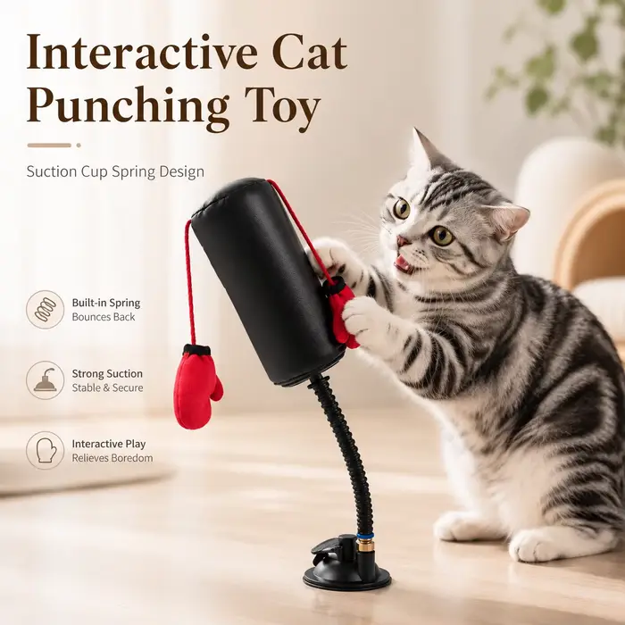 Jouet de boxe pour chat - Jeu de boxe multifonctionnel pour stimuler le chat, pour l'auto-divertisse