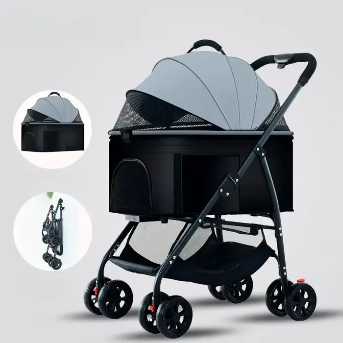 Nouvelle poussette pliable pour animaux de compagnie, poussette détachable pour animaux de compagnie