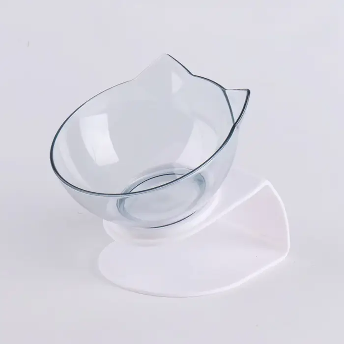 Bol orthopédique incliné à 15 degrés pour chat, avec oreilles de chat mignonnes, antidérapant, trans