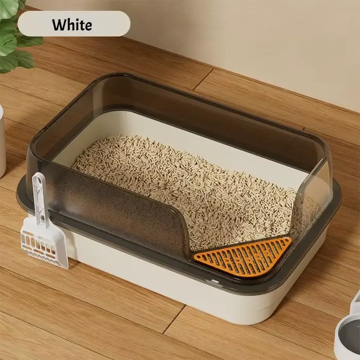 Bac à litière semi-fermé anti-éclaboussures pour chat, toilette pour chaton, bac de nettoyage, fourn