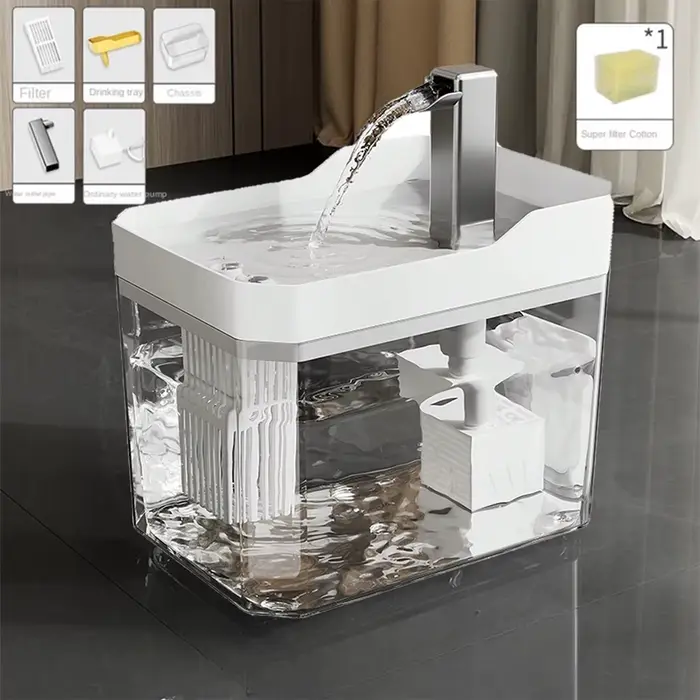 Fontaine à eau pour chat avec filtre automatique, distributeur d'eau transparent USB anti-brûlure à 