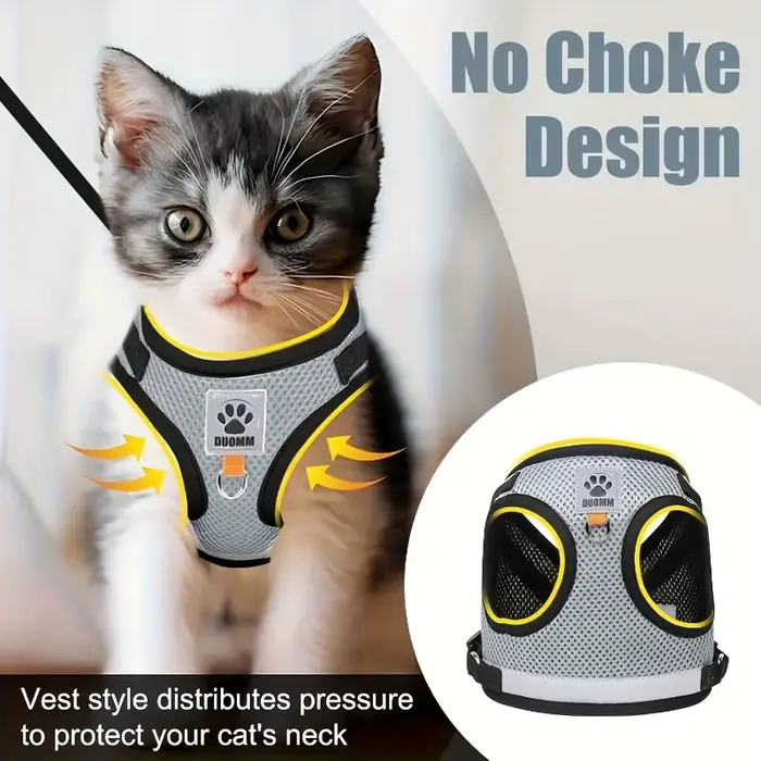 Ensemble de laisse pour chat et chien, harnais pour animaux de compagnie de style gilet avec sangle