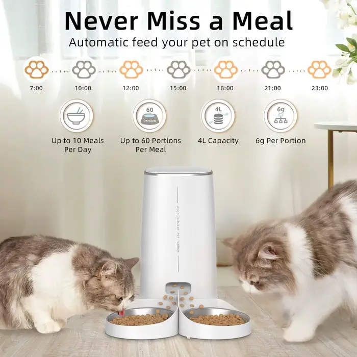 ROJECO mangeoire automatique pour chat distributeur intelligent de nourriture pour animaux de compagnie avec bouton WiFi télécommande accessoires pour chats et chiens