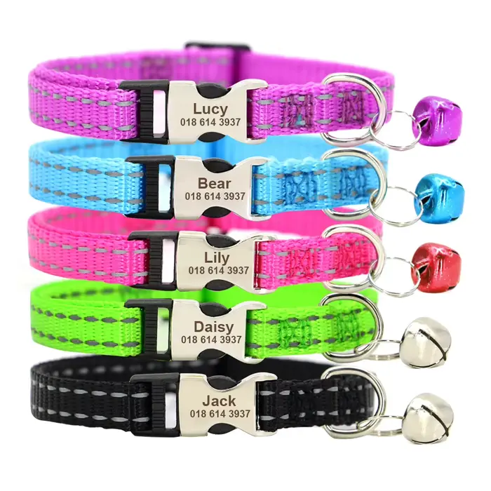 Collier de chat avec plaque signalétique personnalisée, collier de sécurité personnalisé pour chat,