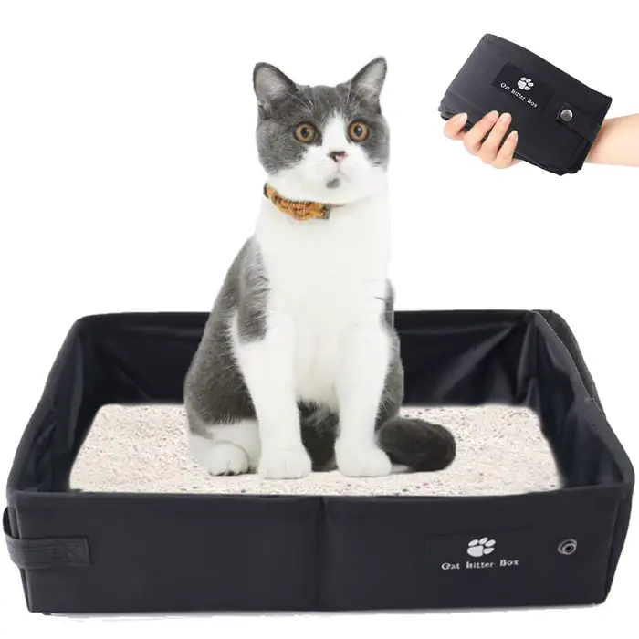 Bac à litière de voyage pour chats, bac à litière portable pour chats, bac à litière pliable pour ch