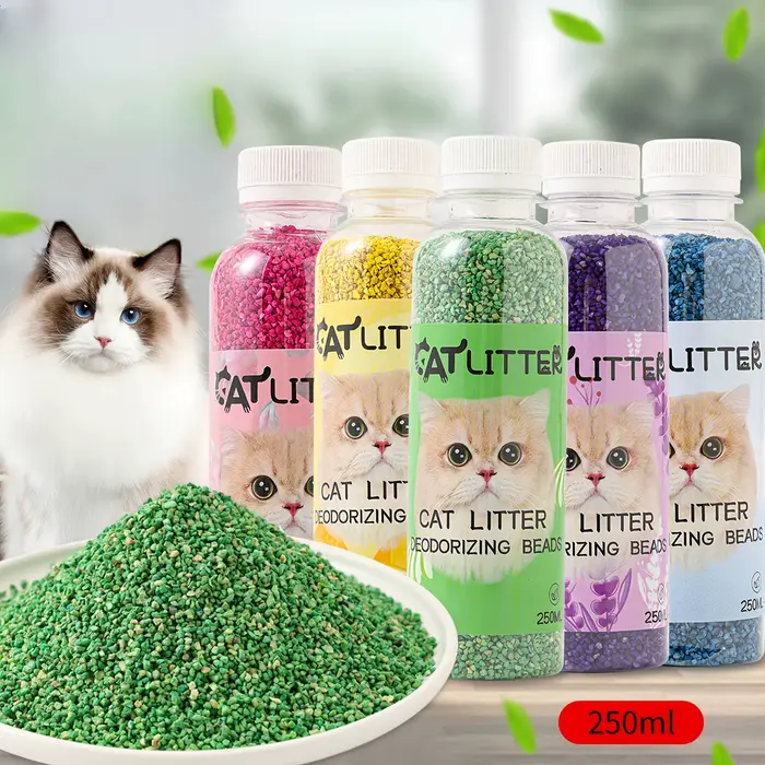 Une bouteille de perles désodorisantes pour litière de chat – Faites l'odeur de votre maison confortable et élimine les odeurs.