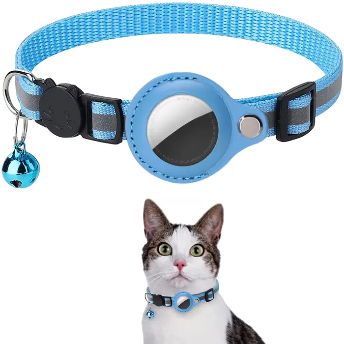Collier de support AirTag pour chat, bandes réfléchissantes détachables, collier de chaton réglable,