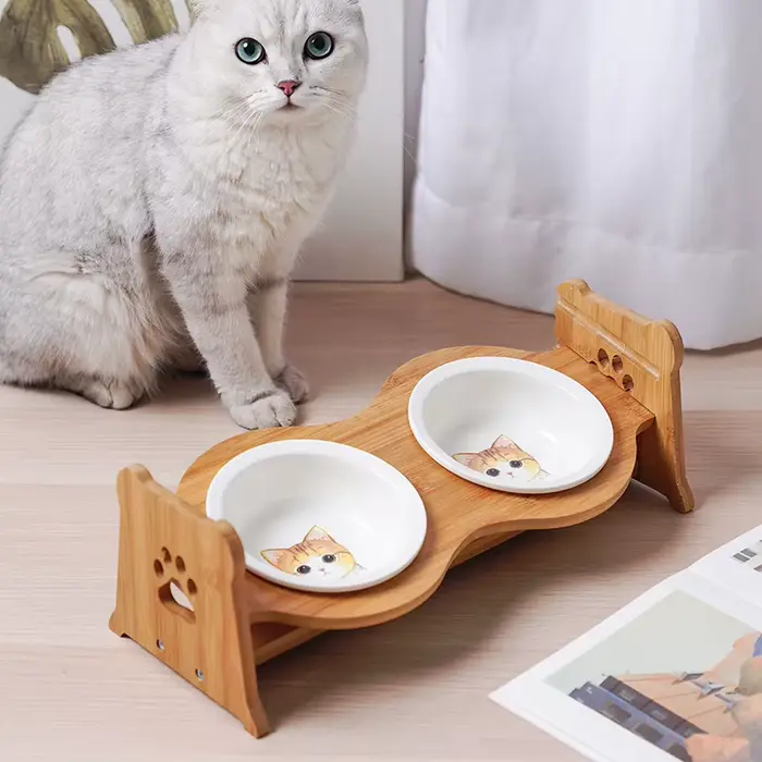 Bol en céramique réglable en hauteur pour chat