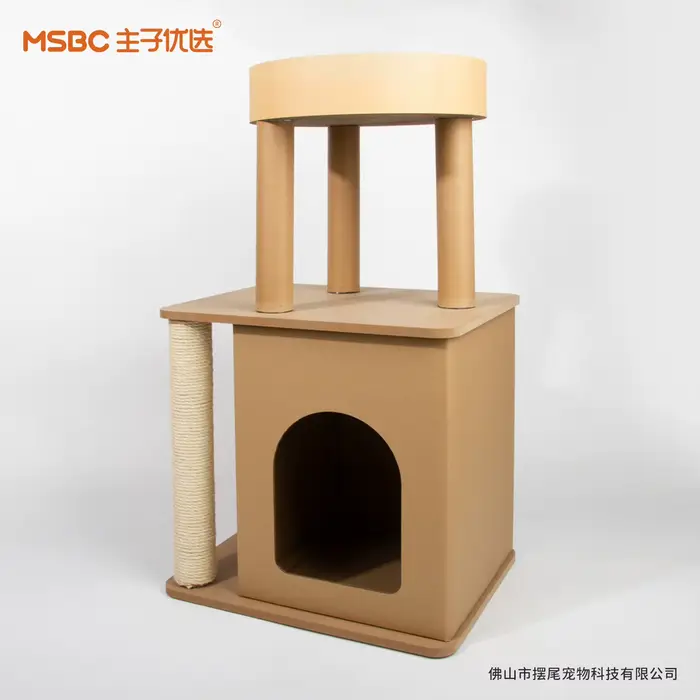 Grande boîte à gratter interactive pour arbre à chat, maison pour chat en carton