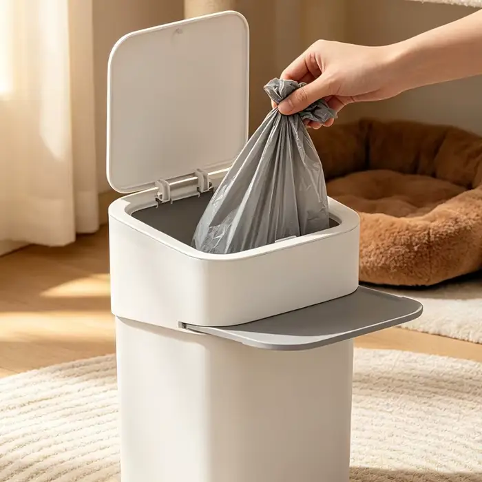 Poubelle scellée pour litière de chat avec couvercle