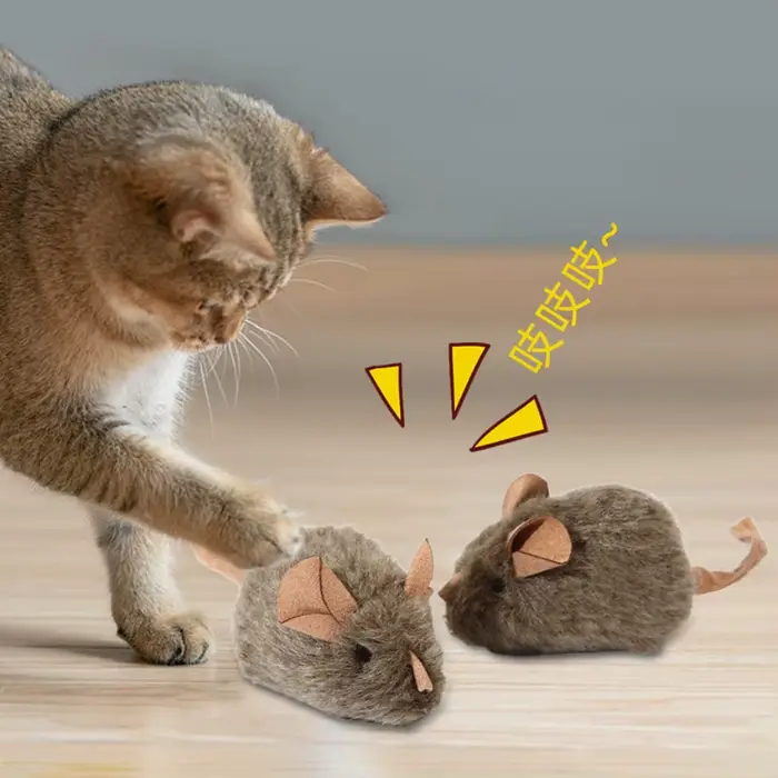 Jouet interactif pour chat en forme de souris qui chiaa - Jouet en peluche doux activé par le toucher pour l'entraînement de l'instinct de chasse des chats