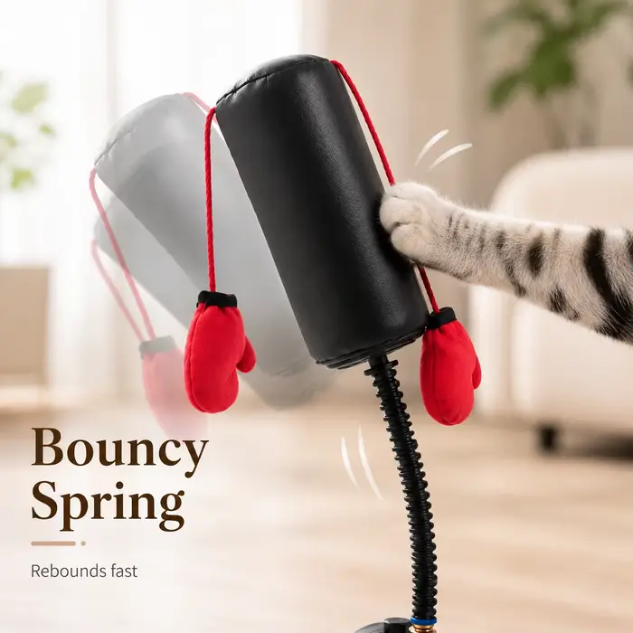 Jouet de boxe pour chat avec gants de boxe suspendus – Amusant