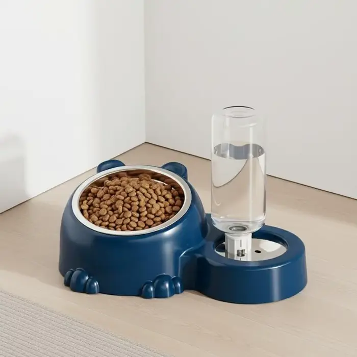 Gamelle pour animaux de compagnie 2-en-1 avec distributeur d'eau automatique