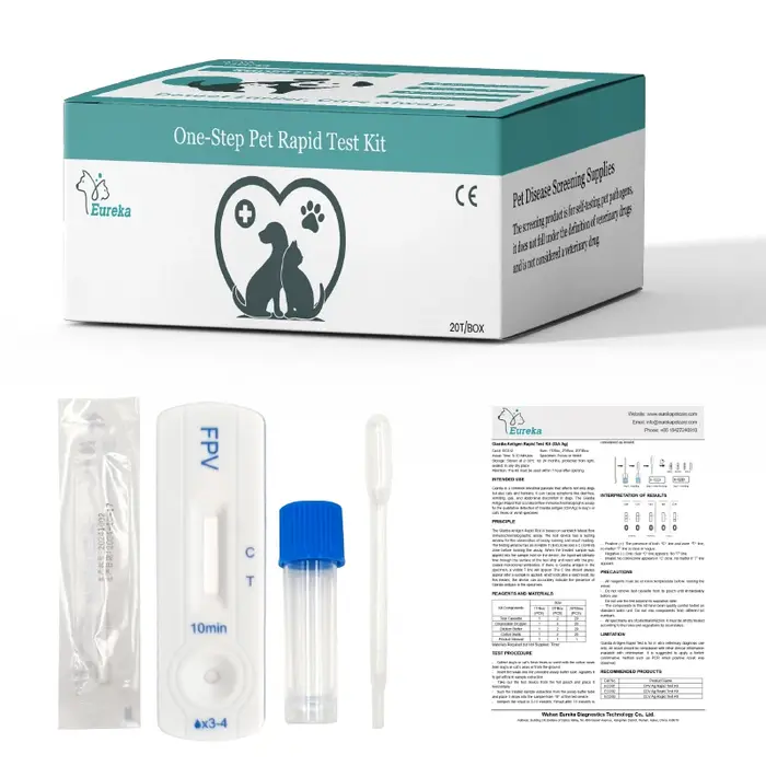 Kit de test rapide d'antigènes félines Ranlraka FCV FHV FCoV FIPV TOXO FELV FPV Giardia (GIA) Ag 20 