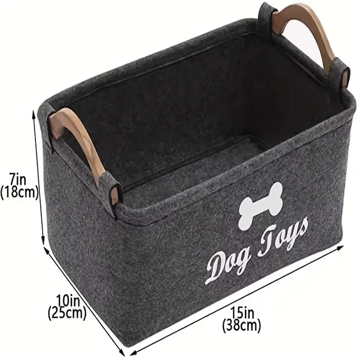 Panier de rangement pliable en feutre pour jouets d'animaux de compagnie, boîte à jouets pour chiens