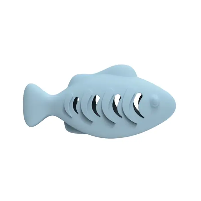 Jouet interactif pour chat en silicone en forme de poisson, jouet à mâcher pour chaton, nettoyage de