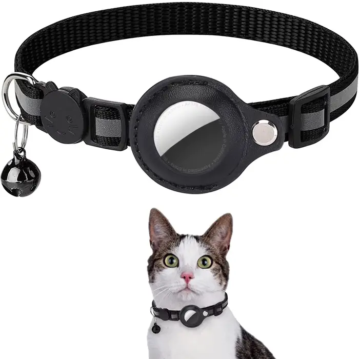 Collier de support AirTag pour chat, bandes réfléchissantes détachables, collier de chaton réglable,