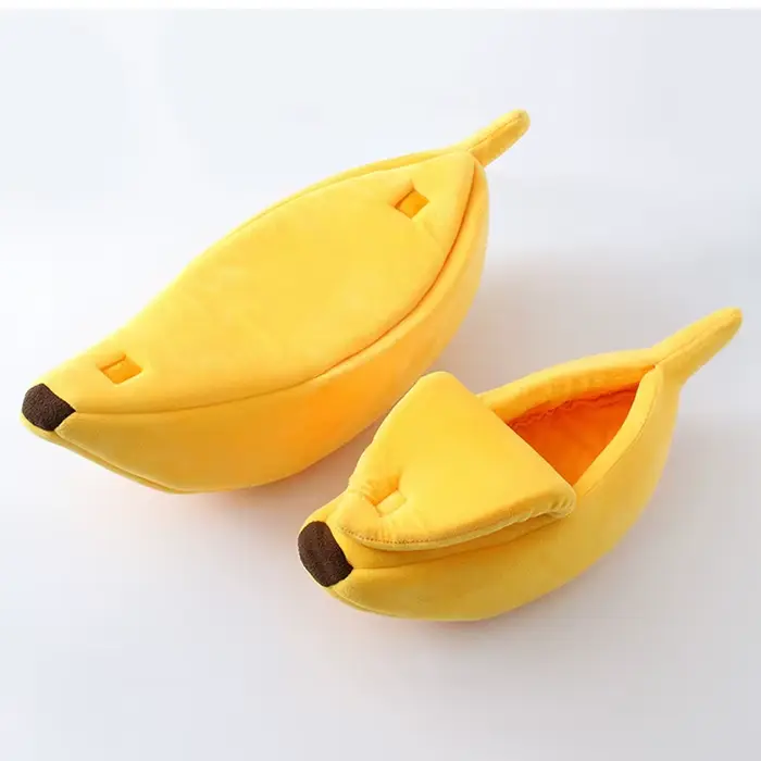 Lit banane pour chat, maison pour l'hiver, drôle, mignon et confortable, tapis pour chat, chaud et D
