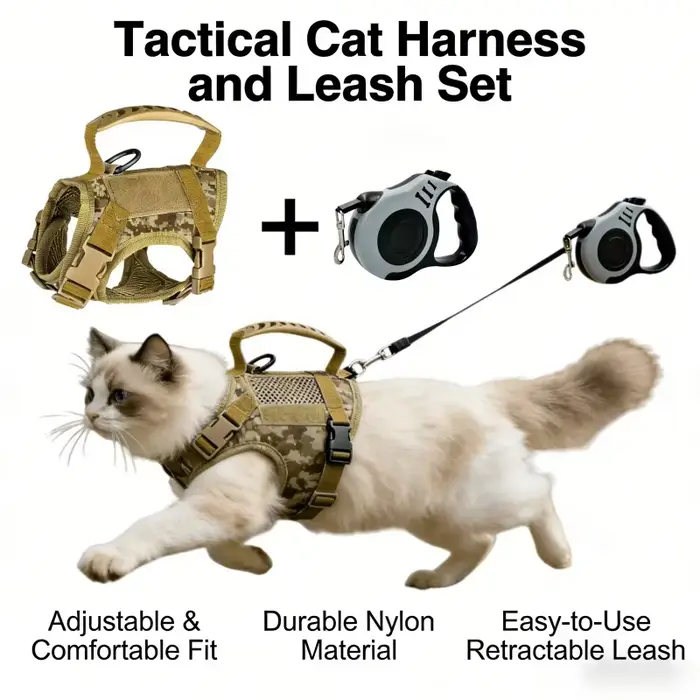Harnais anti-évasion pour chat avec laisse rétractable